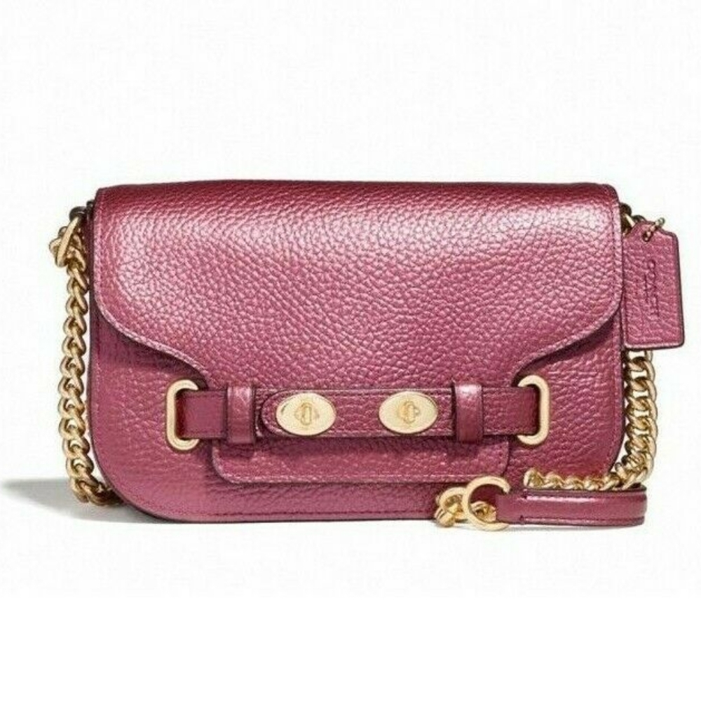 COACH METALLIC LEATHER CROSSBODY BLAKE BAG IN ANTIQUE BLUSH